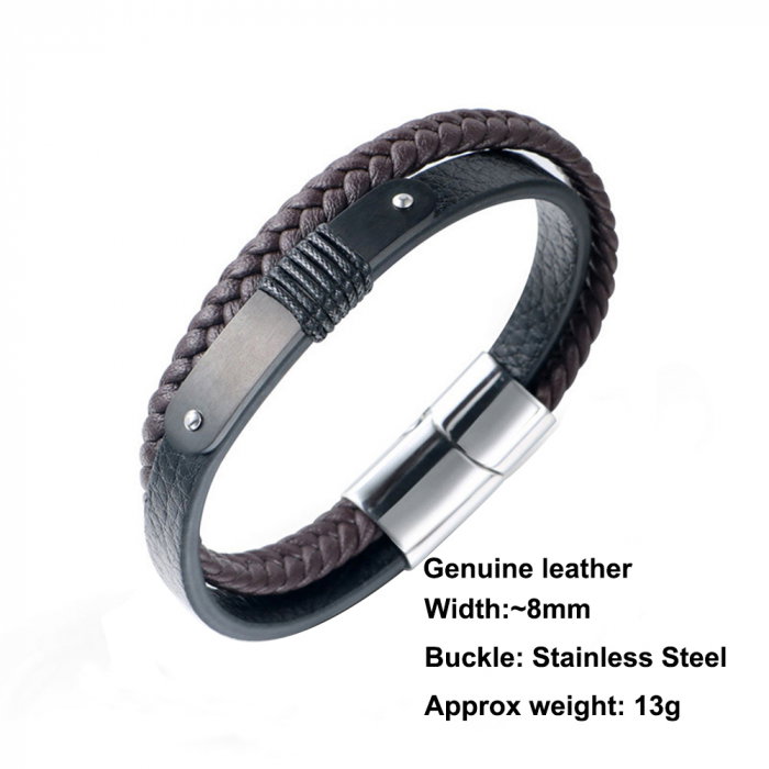 Bratara din piele naturala cu placuta inox [2]