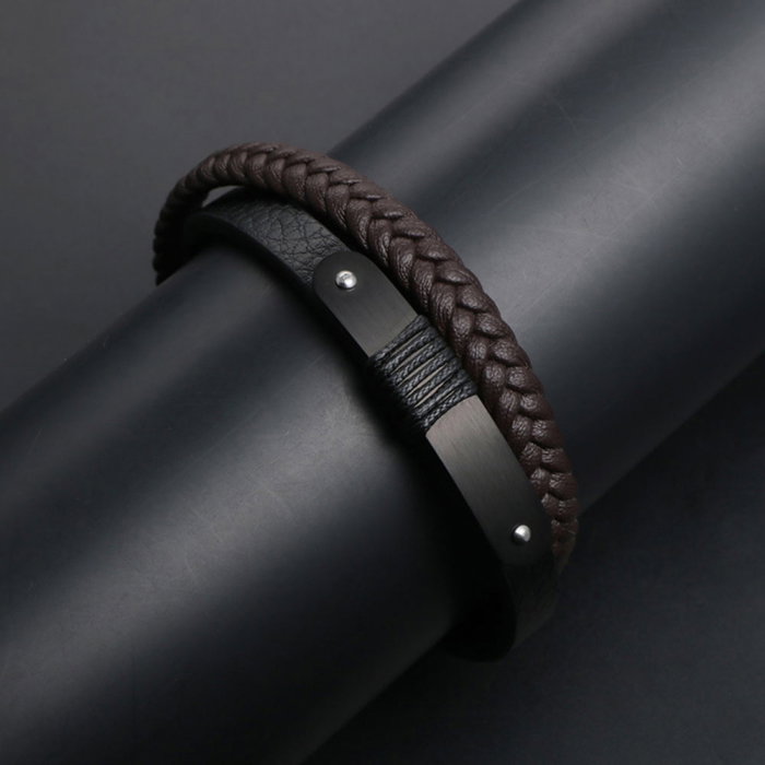 Bratara din piele naturala cu placuta inox [3]