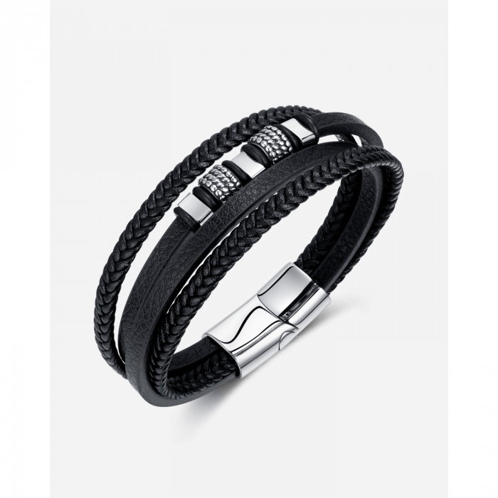 Bratara piele cu elemente din inox [15]