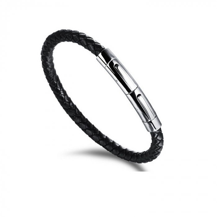 Bratara piele naturala impletita cu inchizatoare din inox [10]