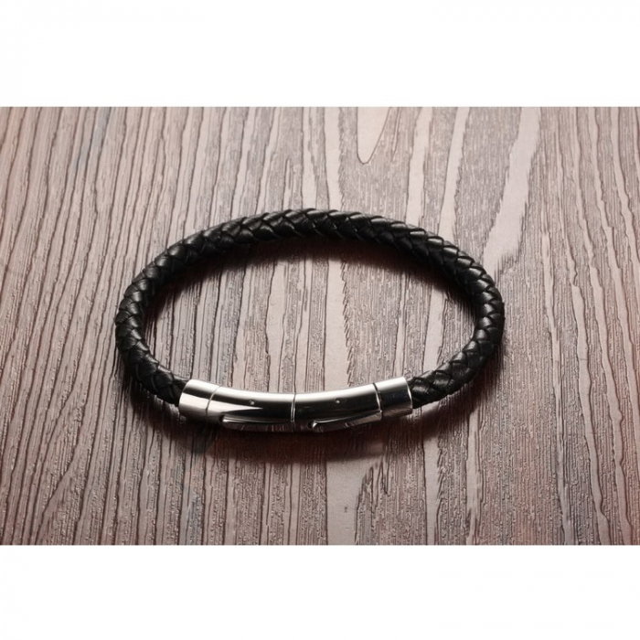 Bratara piele naturala impletita cu inchizatoare din inox [5]