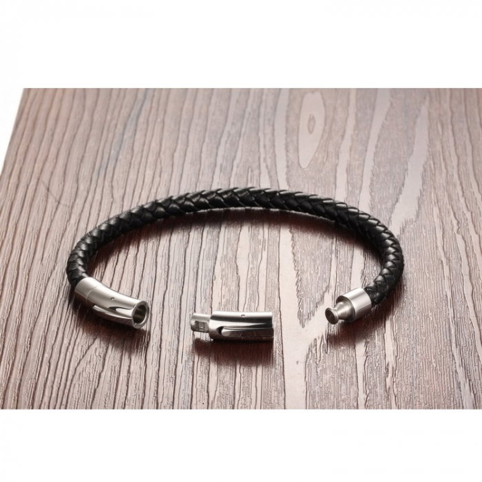 Bratara piele naturala impletita cu inchizatoare din inox [3]