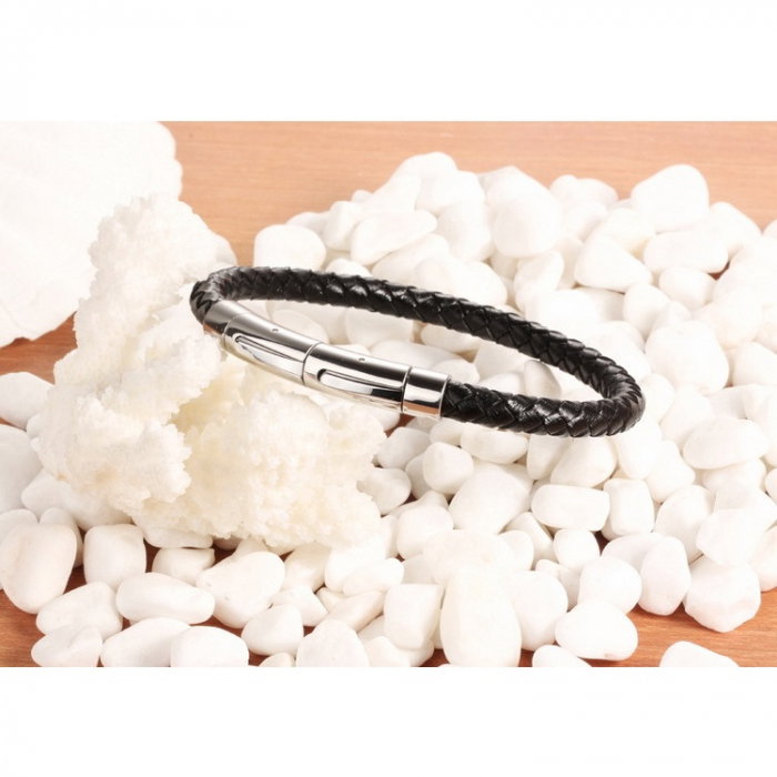 Bratara piele naturala impletita cu inchizatoare din inox [7]