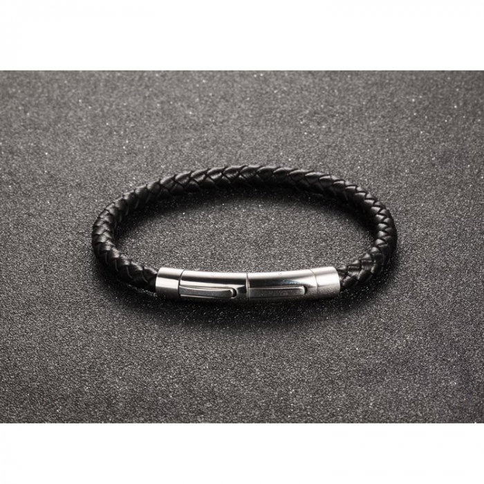 Bratara piele naturala impletita cu inchizatoare din inox [6]