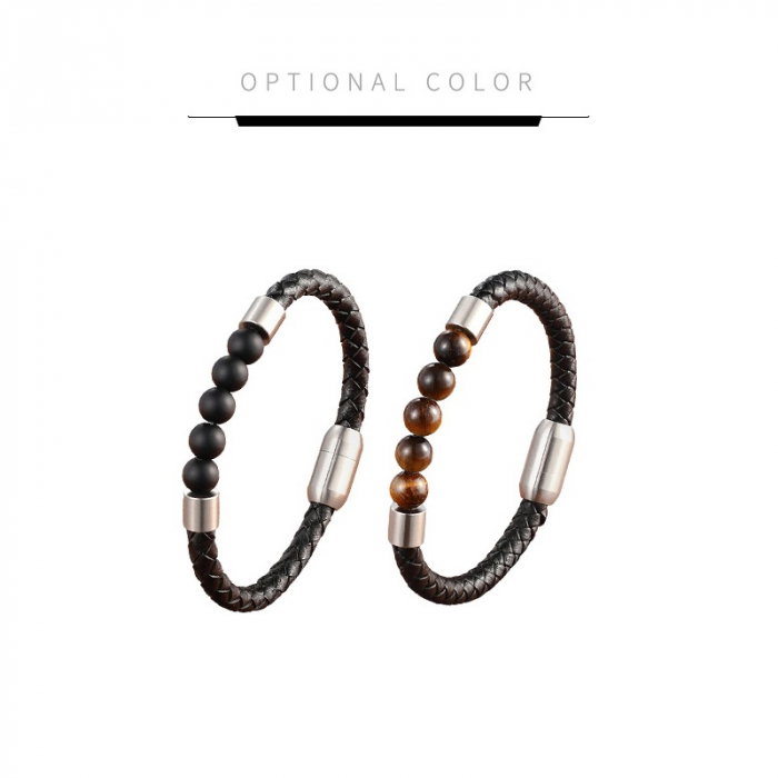 Bratara piele naturala si inox cu Onix [4]