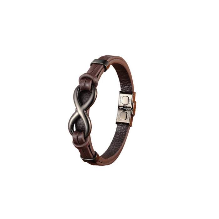 Bratara Infinity maro piele naturala si inox [1]