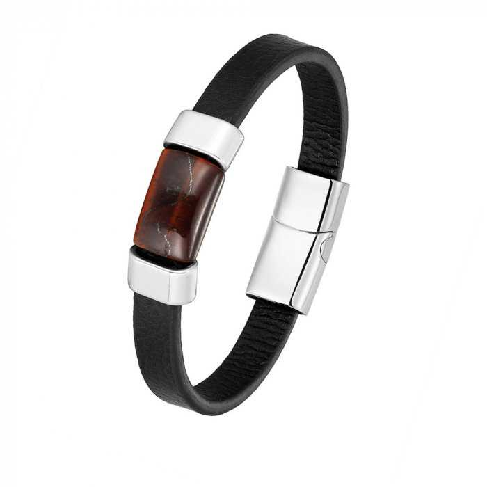 Bratara piele naturala cu Ochi de Tigru si inchizatoare din inox [1]