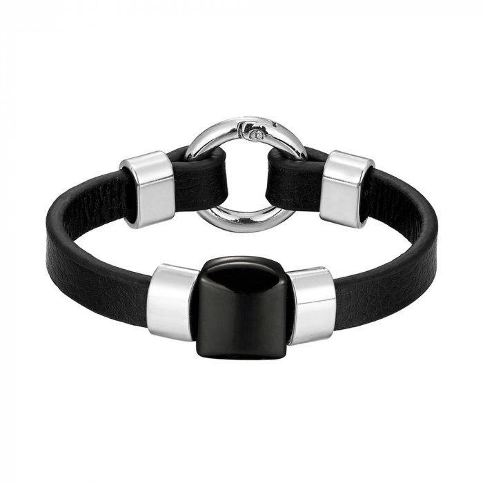 Bratara piele naturala cu Onix si inchizatoare din inox [1]