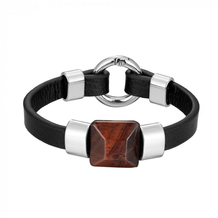 Bratara piele naturala cu Ochi de Tigru si inchizatoare din inox [1]