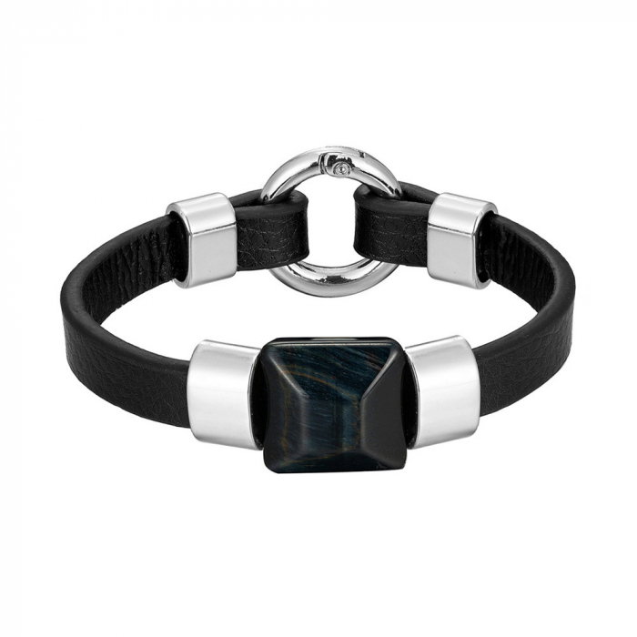 Bratara piele naturala cu Ochi de Tigru si inchizatoare din inox [1]