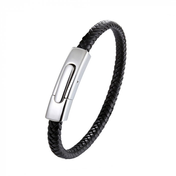 Bratara piele naturala impletita cu inchizatoare din inox [1]