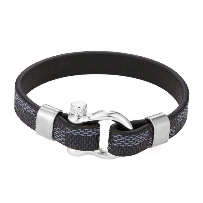 Bratara piele naturala imprimata cu inchizatoare din inox cu surub [1]