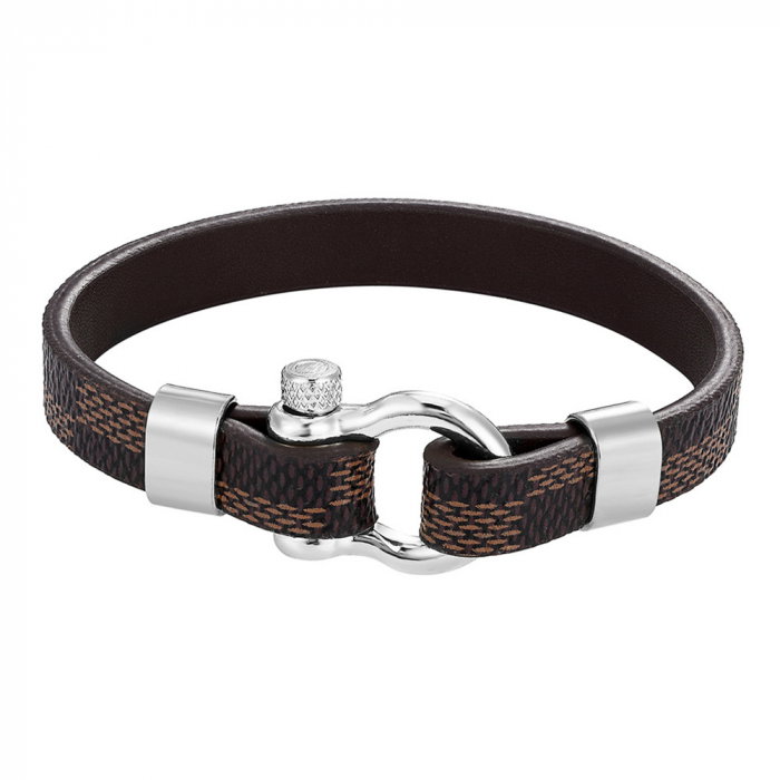 Bratara piele naturala imprimata cu inchizatoare din inox cu surub [1]