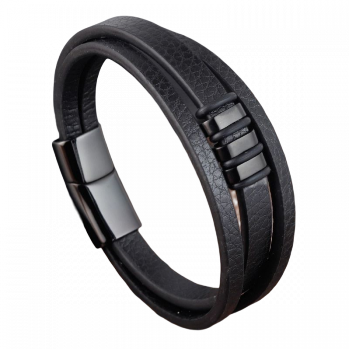 Bratara piele naturala si elemente din inox [1]