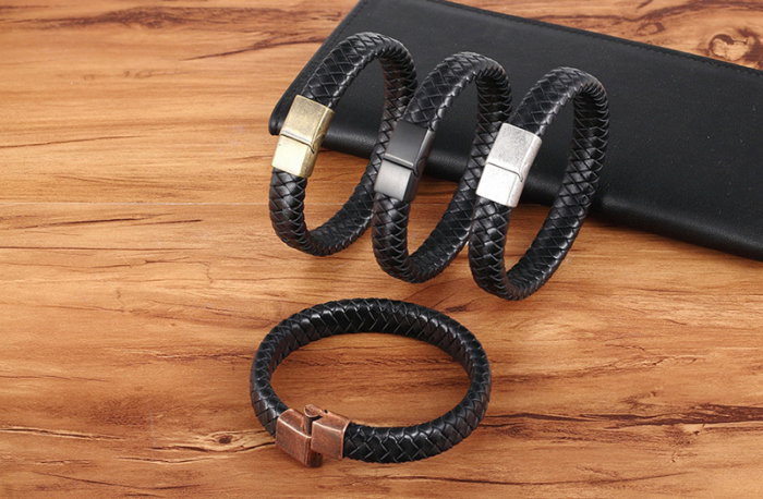 Bratara piele naturala si catarama inox antichizat [2]