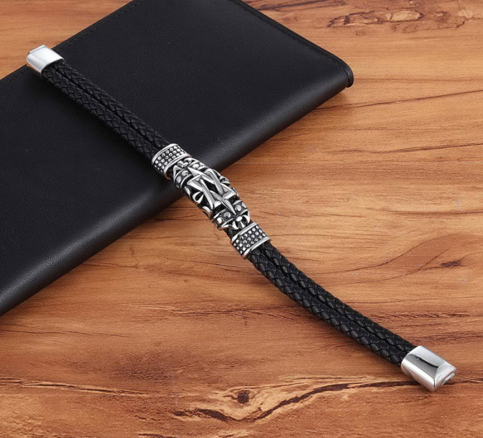 Bratara piele naturala si inox Steaua lui David [4]