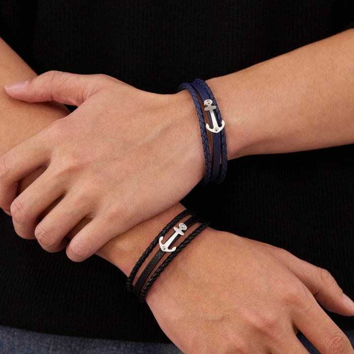 Bratara piele neagra cu ancora din inox – Simbol al stabilitatii si increderii [4]