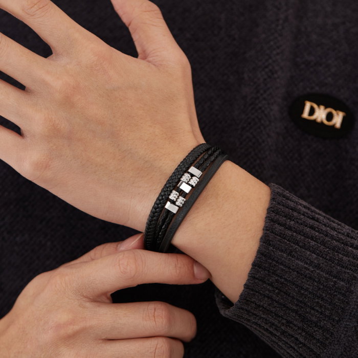 Bratara piele neagra cu detalii metalice din inox – Stil urban masculin [11]