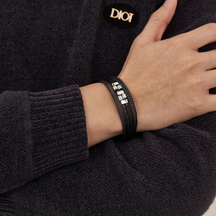 Bratara piele neagra cu detalii metalice din inox – Stil urban masculin [13]