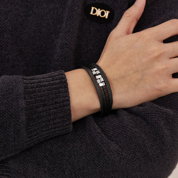 Bratara piele neagra cu detalii metalice din inox – Stil urban masculin [3]