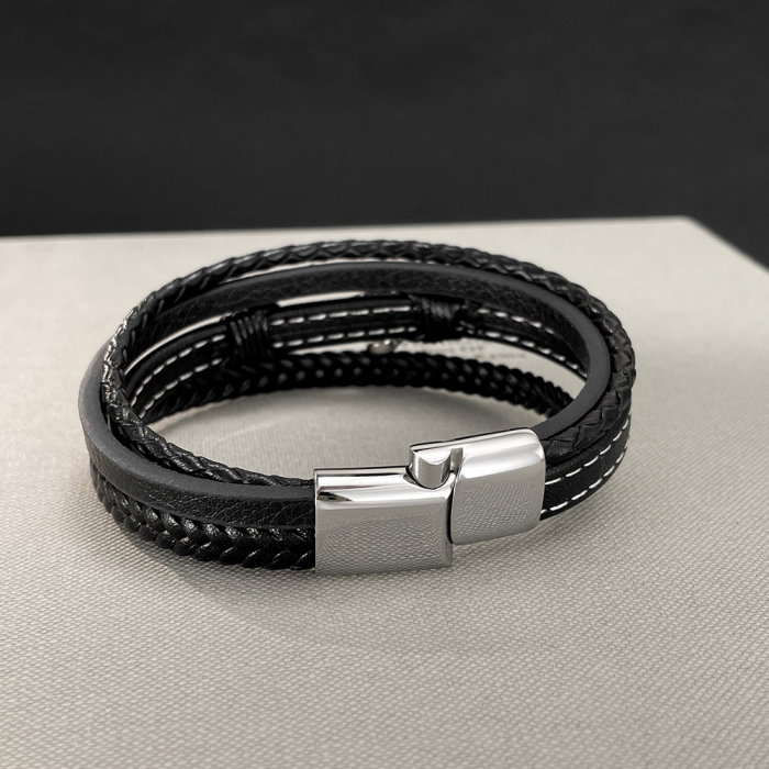 Bratara piele neagra cu sarpe din inox – Simbol al puterii si renasterii [8]