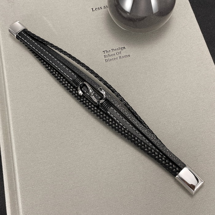 Bratara piele neagra cu sarpe din inox – Simbol al puterii si renasterii [7]