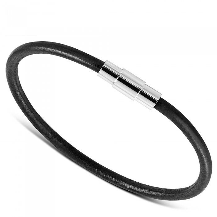 Bratara piele neagra si incuietoare magnetica din inox [1]