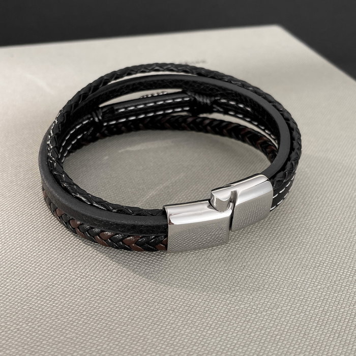 Bratara piele neagra si maro cu sageata din inox – Simbol al directiei si determinarii [9]