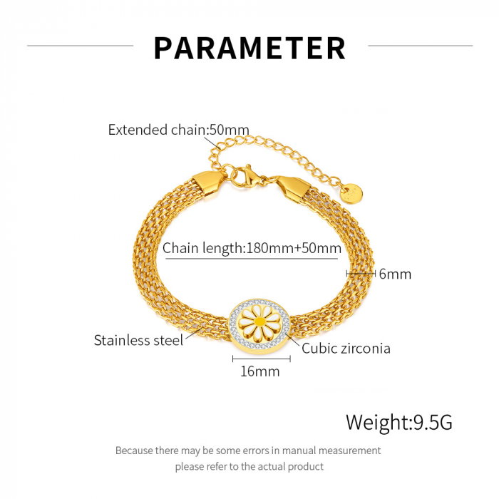 Bratara plasa inox reglabila cu margareta [10]