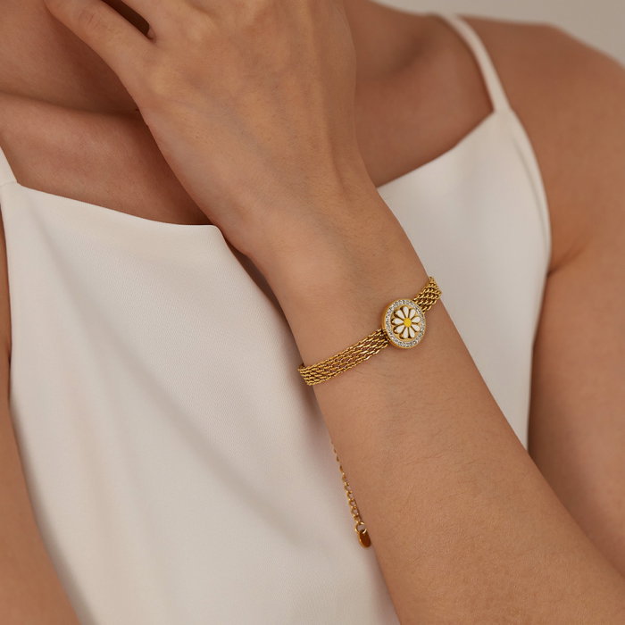 Bratara plasa inox reglabila cu margareta [2]