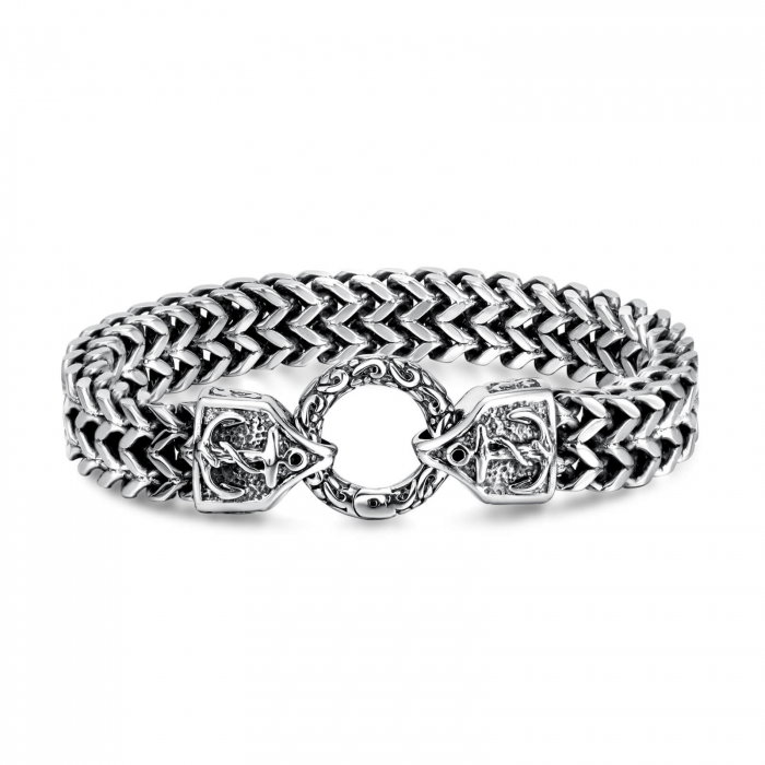 Bratara plata din inox cu ancore [1]