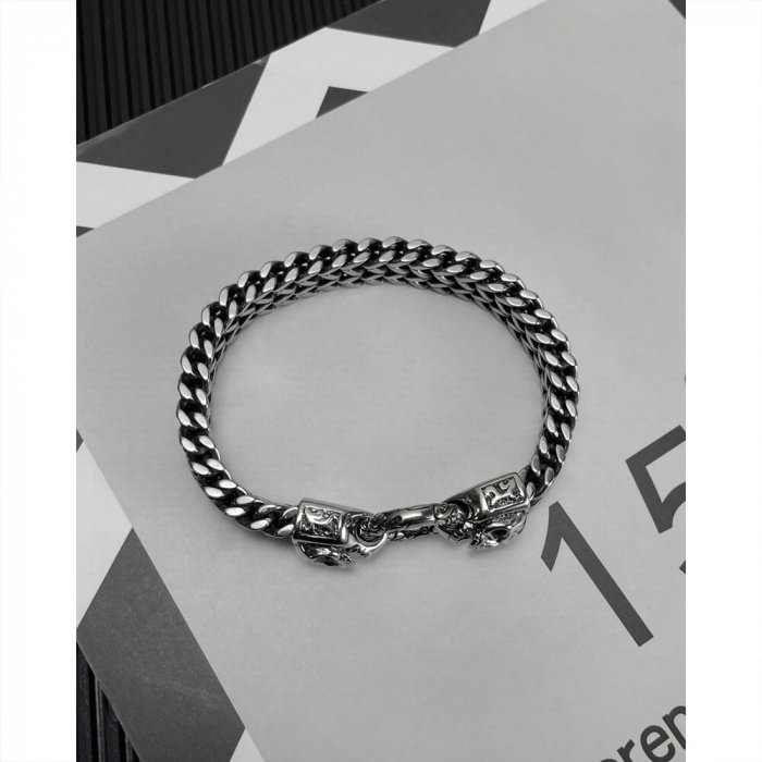 Bratara plata din inox cu cranii [3]