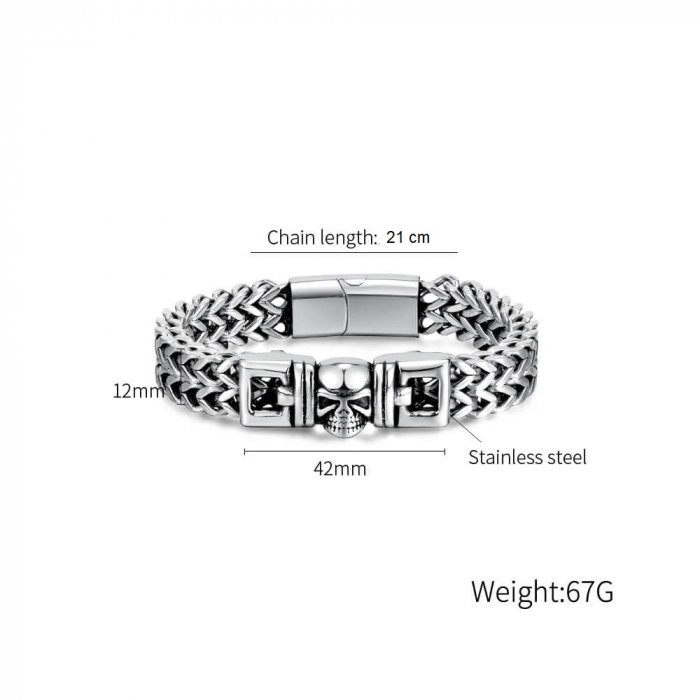 Bratara plata din inox cu craniu [5]