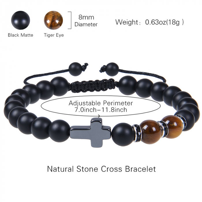 Bratara reglabila cu pietre semipretioase si cruce BLA144 [2]