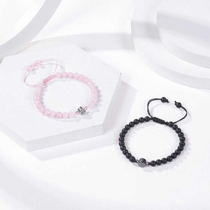 Bratara reglabila cu pietre semipretioase si proiectie "Te Iubesc" in 100 de limbi BLA177 [4]