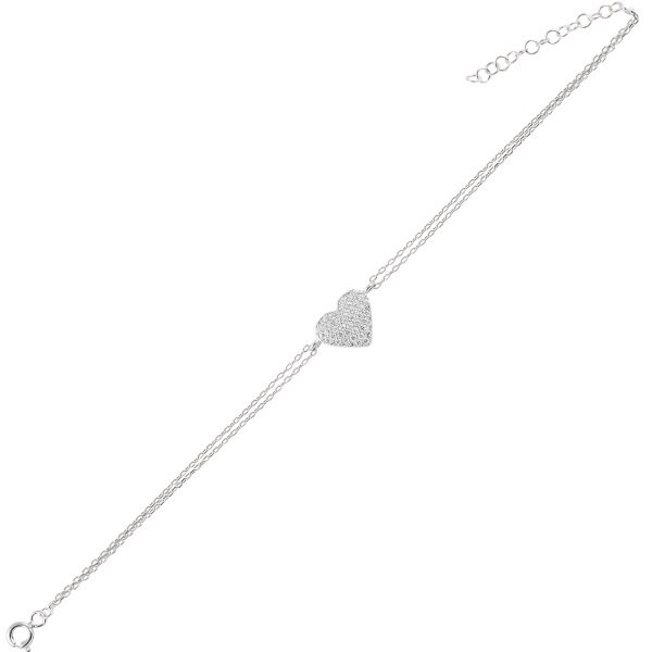 Bratara reglabila din argint 925 cu inima de zirconii si lant dublu [1]