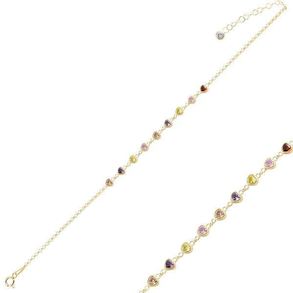 Bratara reglabila din argint 925 cu inimioare de zirconii colorate [2]