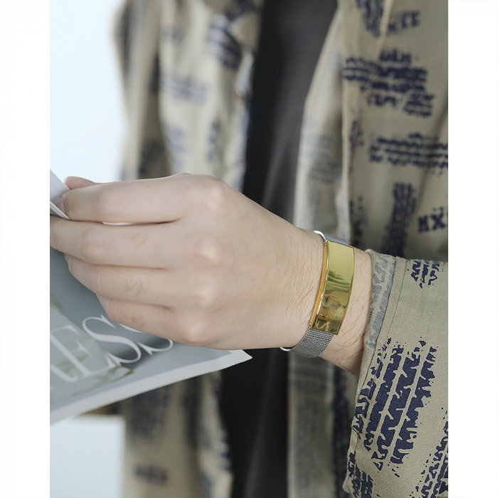 Bratara reglabila din inox cu placuta argintie [4]