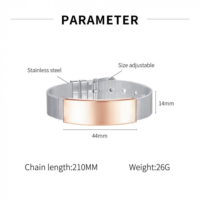 Bratara reglabila din inox cu placuta argintie [3]