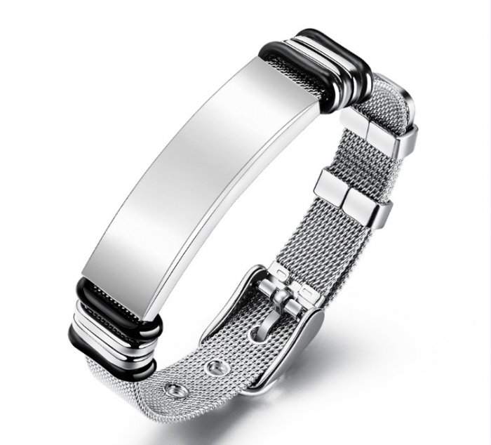 Bratara reglabila din inox cu placuta argintie [1]