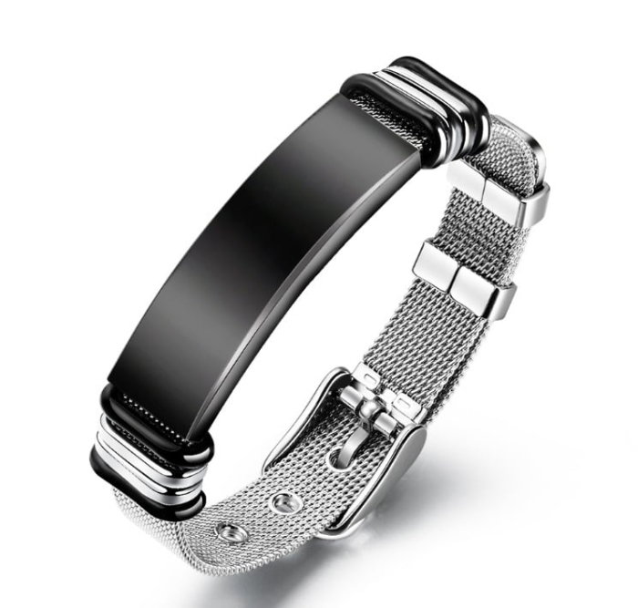 Bratara reglabila din inox cu placuta neagra [1]