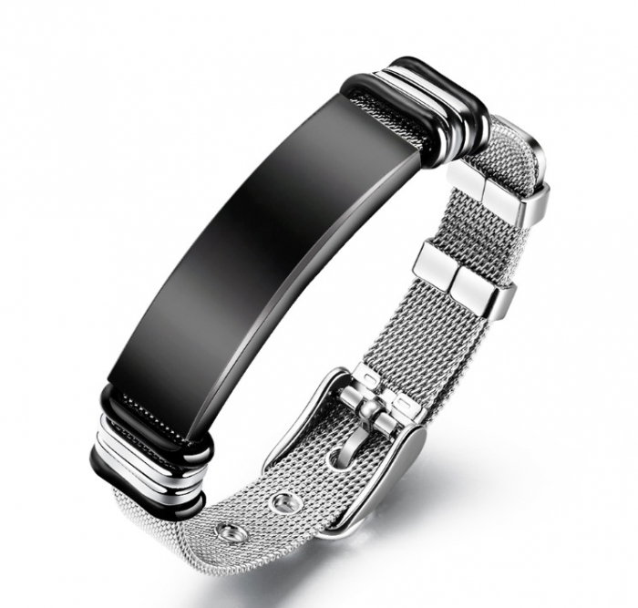 Bratara reglabila din inox cu placuta neagra [1]