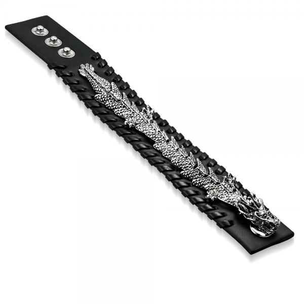 Bratara cu dragon reglabila din piele neagra - Be Fantastic [2]