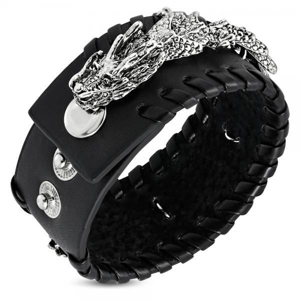 Bratara cu dragon reglabila din piele neagra - Be Fantastic [1]