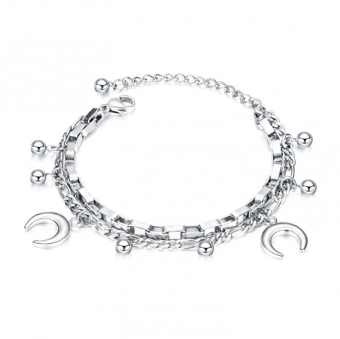 Bratara reglabila dubla din inox cu semiluna si bilute [1]