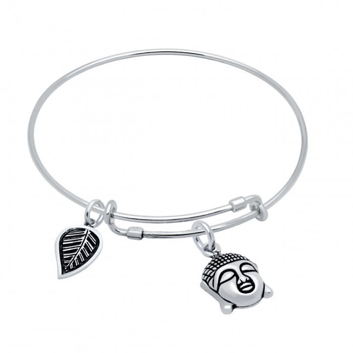 Bratara reglabila handmade din argint cu pandantive Buddha [2]