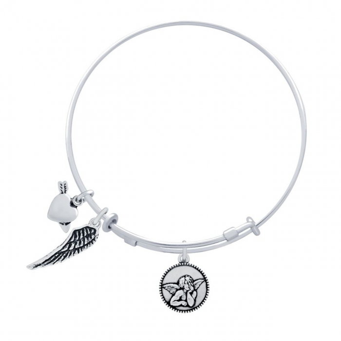 Bratara reglabila handmade din argint cu pandantive Dragoste de Inger [1]