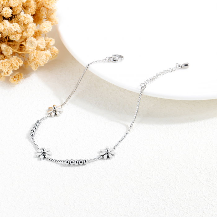 Bratara reglabila inox cu flori [3]