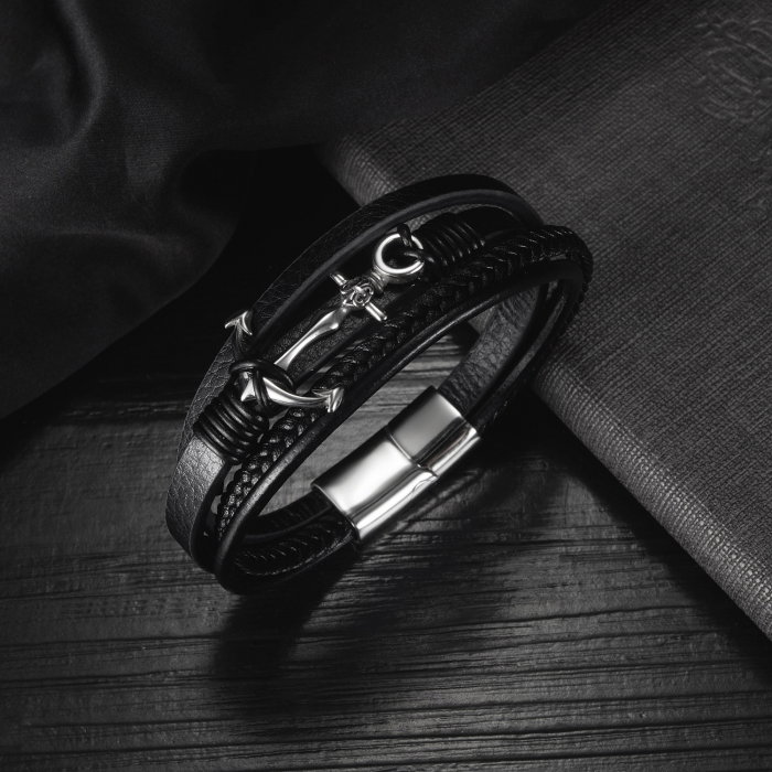 Bratara Sailor piele si inox [6]