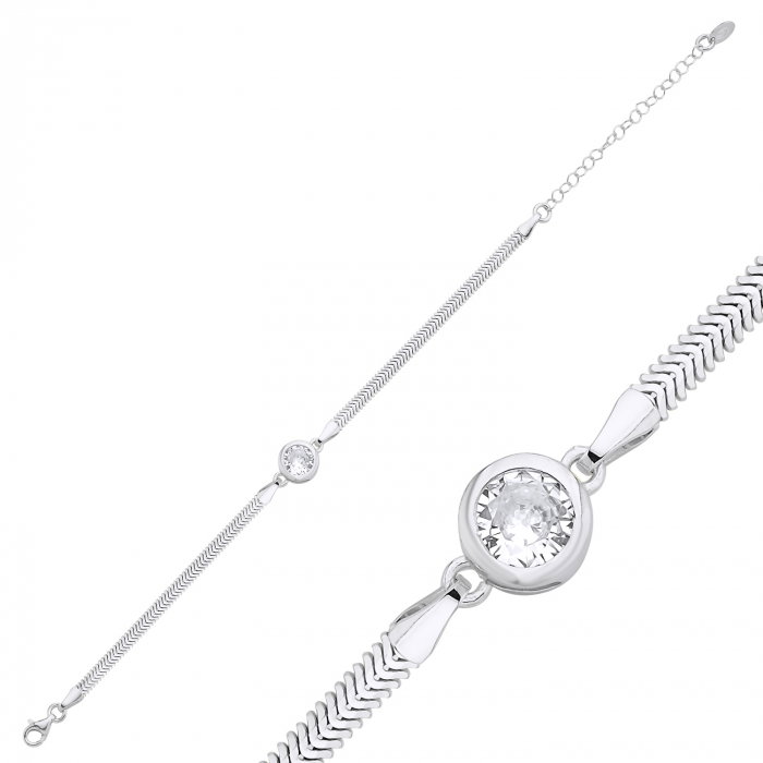 Bratara sarpe din argint cu zirconiu rotund [1]